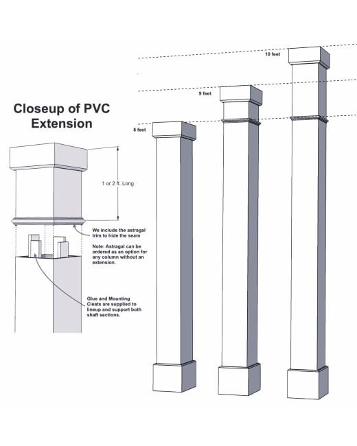 10" Classic Square PVC Column