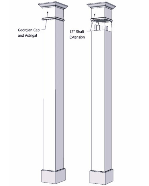 12" Classic Square PVC Column