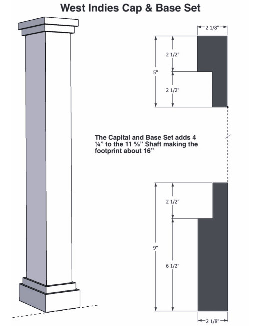 12" Classic Square PVC Column