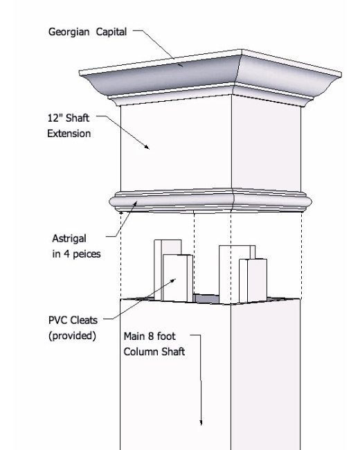12" Classic Square PVC Column