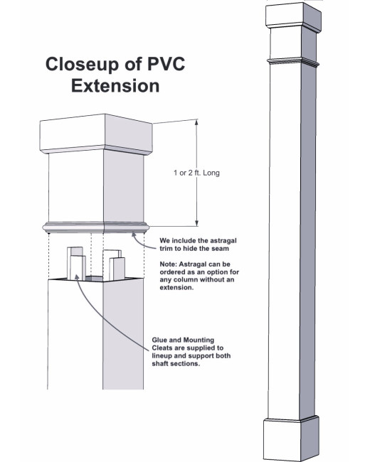 6" Classic Square PVC Column