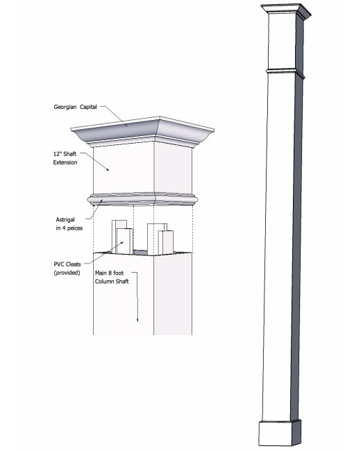 8" Classic Square PVC Column