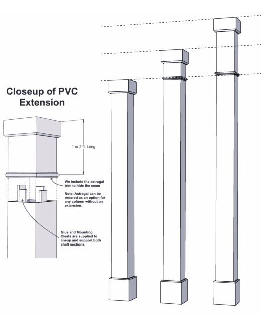 8" Classic Square PVC Column