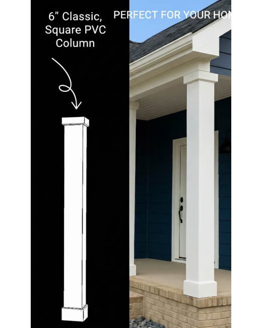 6" Classic Square PVC Column