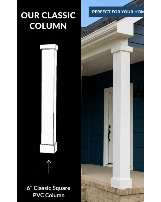 10" Classic Square PVC Column