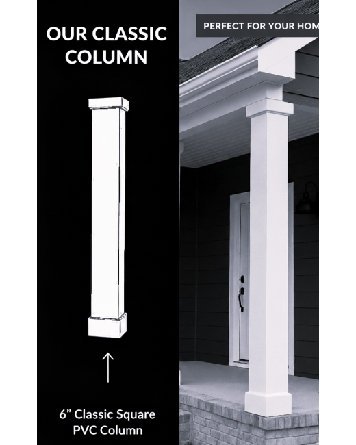 6" Classic Square PVC Column