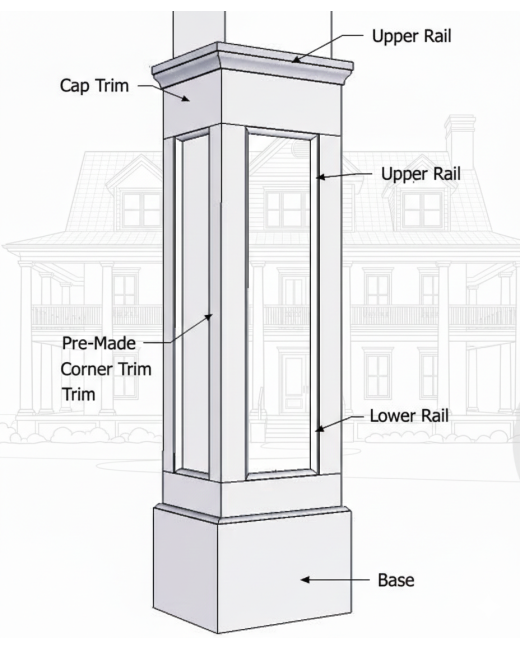 10" PVC Column Half Panelled