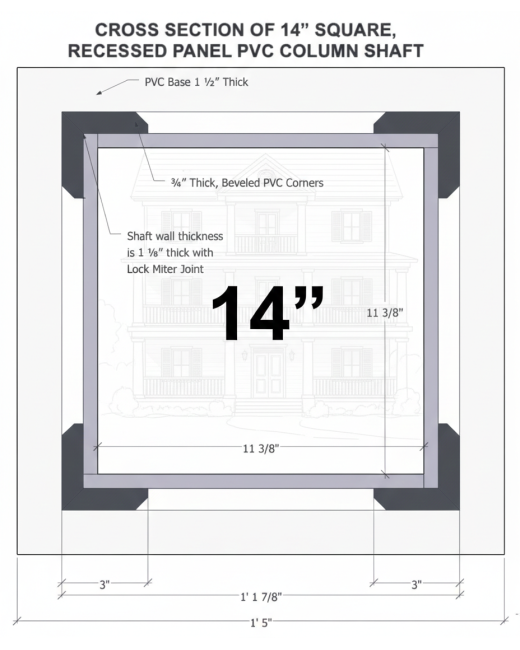 14" Recessed Panel PVC Column Mega Wrap