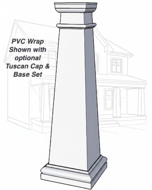 12/20 RAISED Panel Tapered PVC Column Wrap