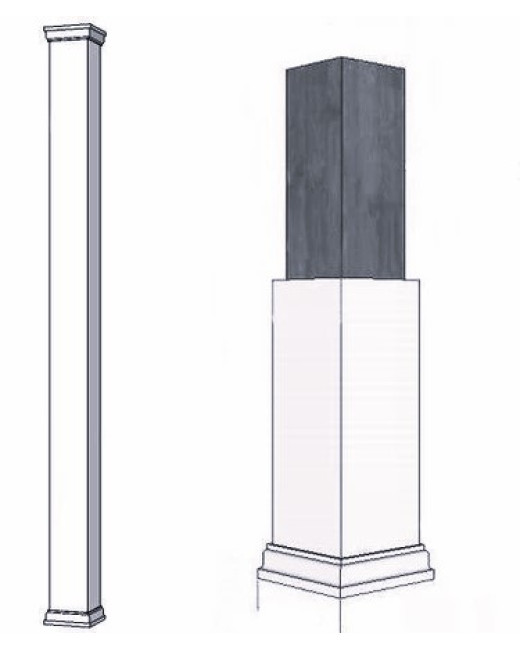 Tall Telescopic Porch Column Cover for 4" Post
