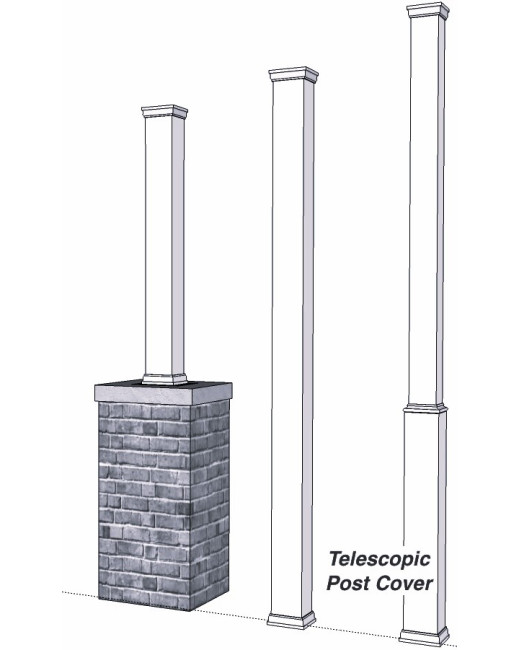 Tall Telescopic Porch Column Cover for 4" Post